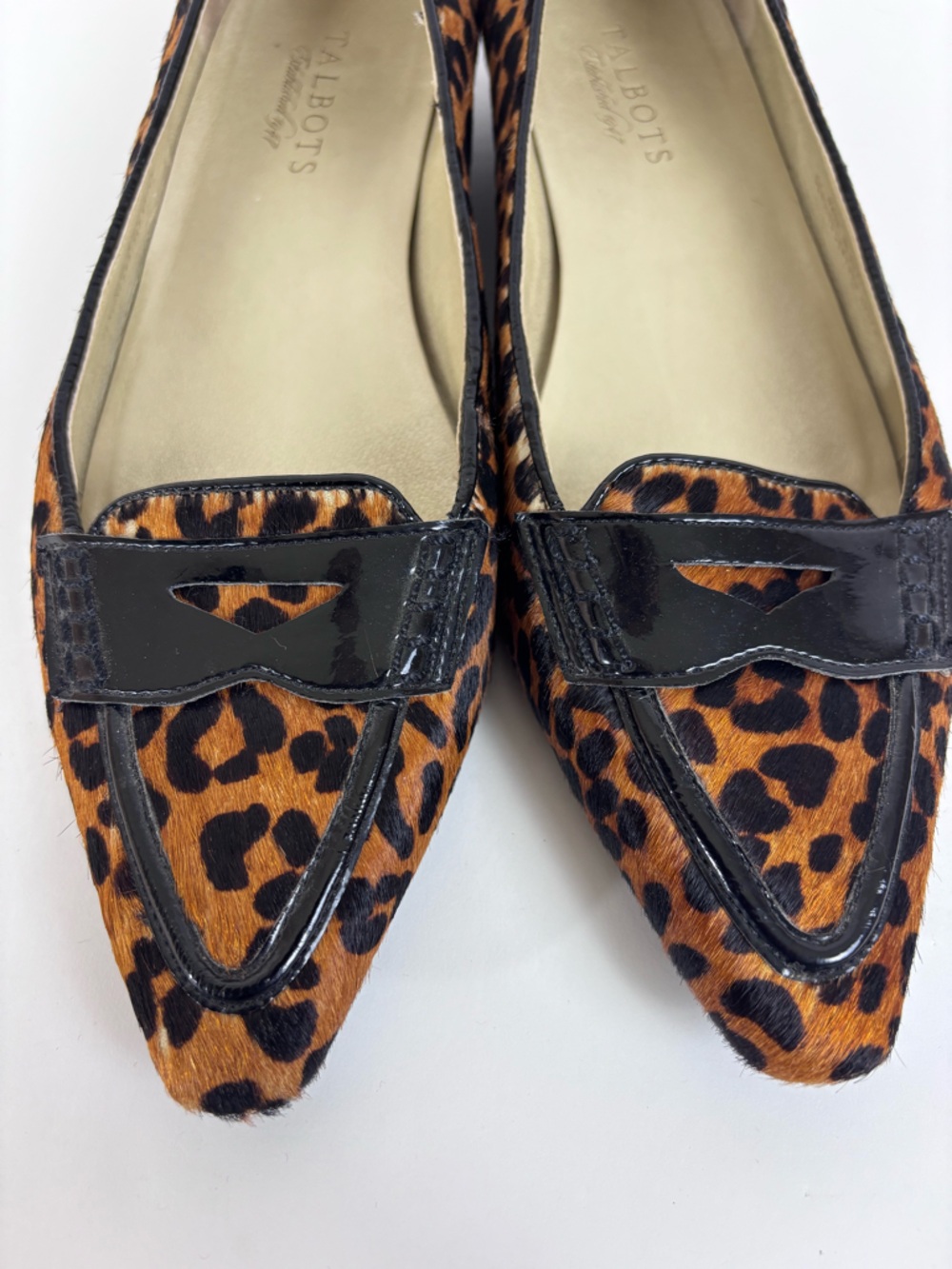 Talbots Leopard Print Calf Hair Flats Pointed Toe Dressy Shoe Brown Black Sz 8.5 - Picture 6 of 16